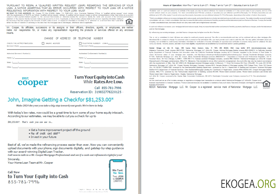 États , Unis M. Cooper Changer le visage des prêts hypothécaires, relevé de prêt hypothécaire, 4 pages 3, 4 scr